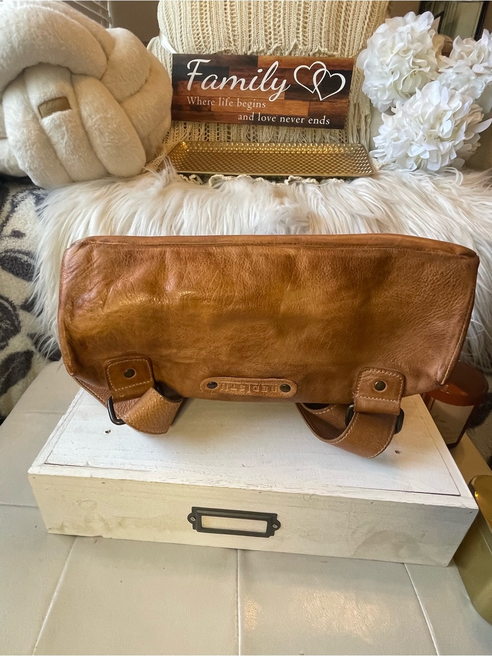 NWT Bed Stu Leather Howie Flapover Leather Backpack Tan Rustic Retail $365 - Picture 11 of 11